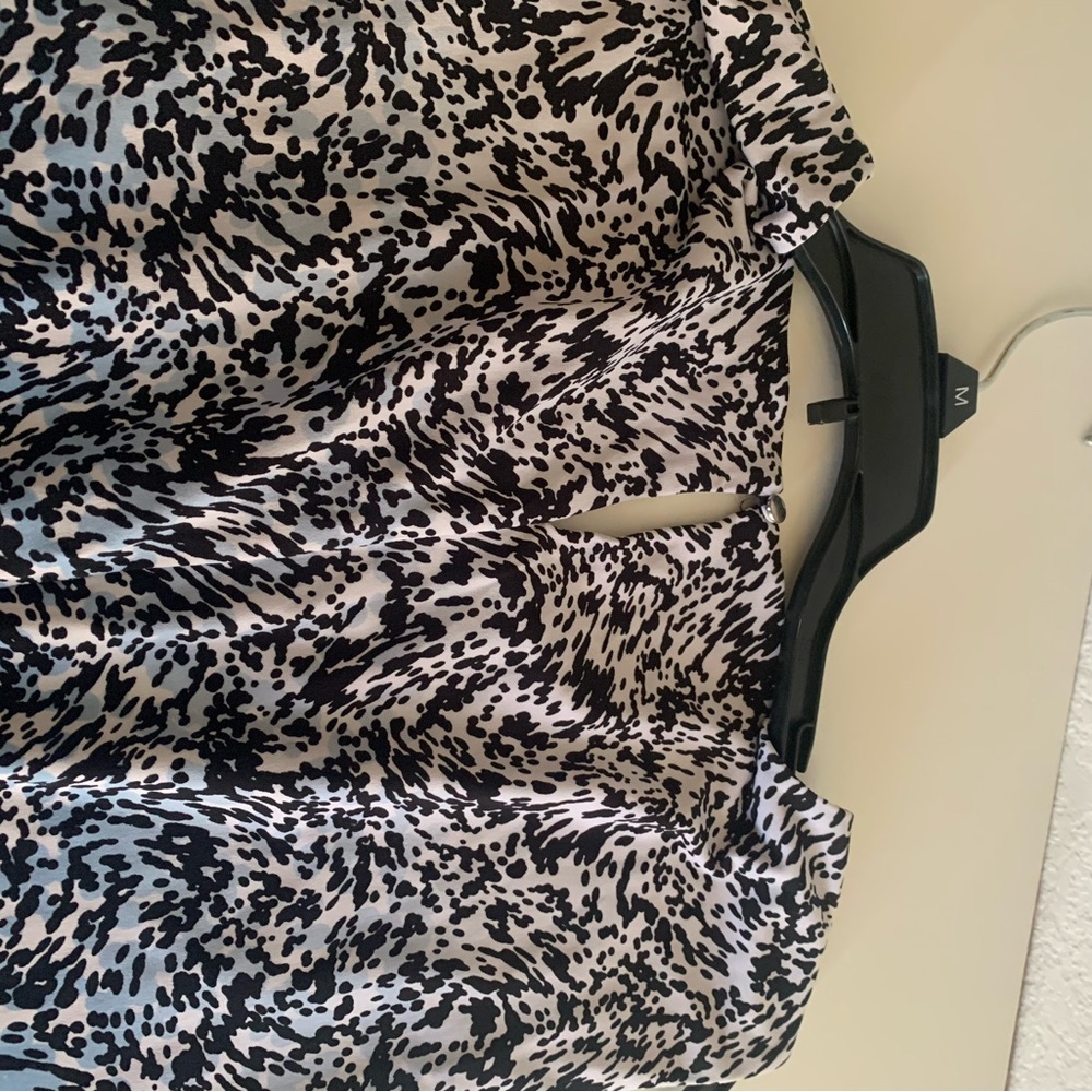 Calvin Klein Silver and Blue Ruched Tie Front Blouse - Picture 6 of 8